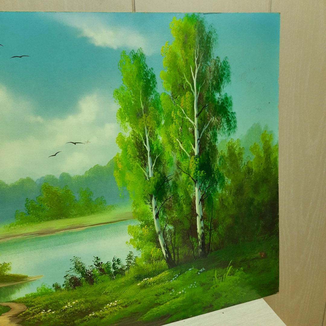 Картина "Берёзы у озера" 90х50см. Картинка 4